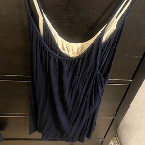 LOFT Dark Blue Camisole with Cream Lining